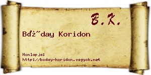 Bóday Koridon névjegykártya